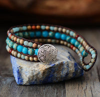 Thumbnail for Boho Chic Jasper Stone Triple-Layer Wrap Bracelet