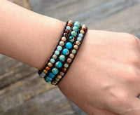 Thumbnail for Boho Chic Jasper Stone Triple-Layer Wrap Bracelet