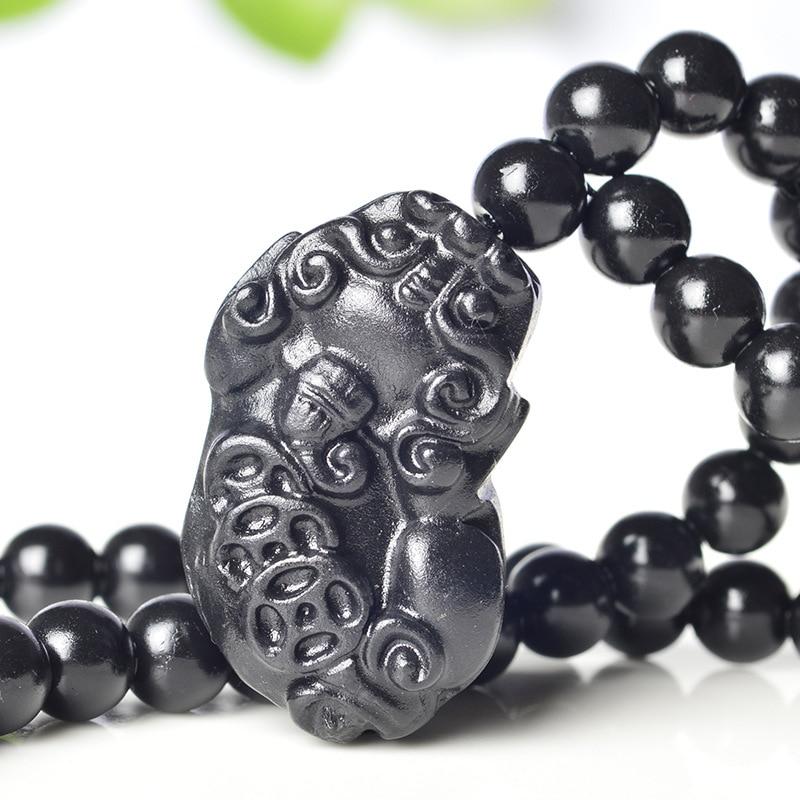 Black Jade / Bianshi ' Stone of Life ' THERAPEUTIC Pixiu Necklace