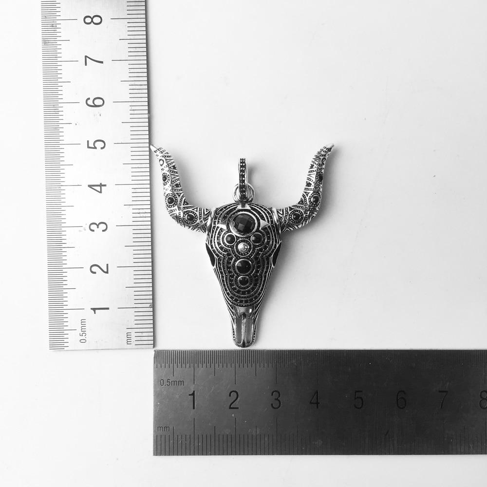 Silver & Zirconia Native American Buffalo Skull Pendant Necklace