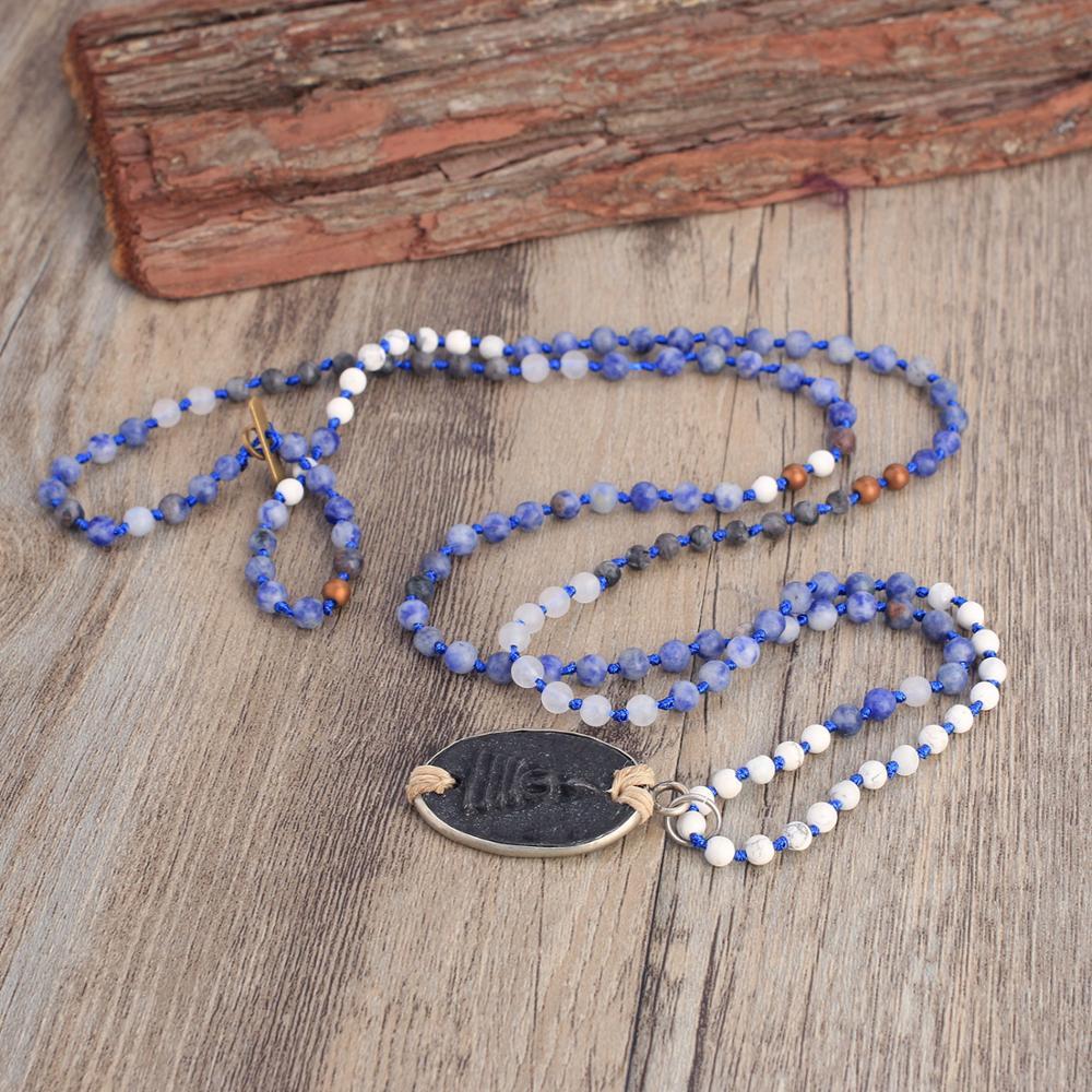 Ancient Style Thai BUDDHA AMULET & Sodalite/Howlite Stone INTUITION Necklace