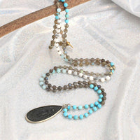 Thumbnail for Ancient Style Thai BUDDHA AMULET & Labradorite/Turquoise Stone TRANSFORMATION Necklace