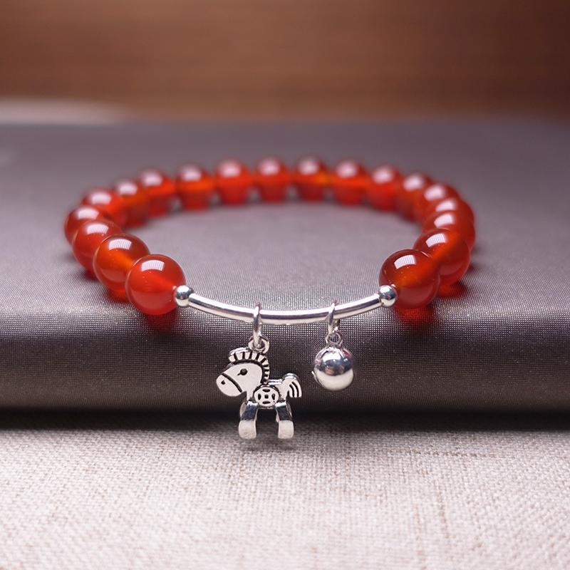 Natural Red Agate with Sterling Silver WIND HORSE