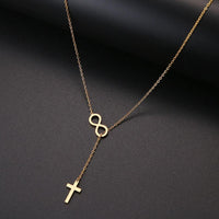 Thumbnail for Stainless Steel Cross + Infinity Necklace