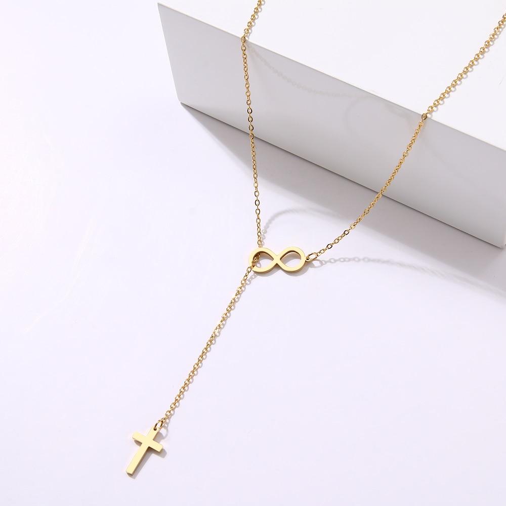 Stainless Steel Cross + Infinity Necklace