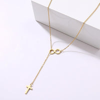 Thumbnail for Stainless Steel Cross + Infinity Necklace