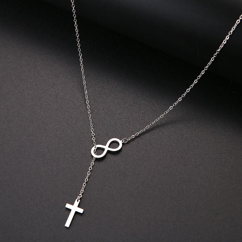 Stainless Steel Cross + Infinity Necklace