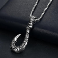 Thumbnail for Stainless Steel NZ Maori Inspired Maui Fish Hook Pendant Necklace
