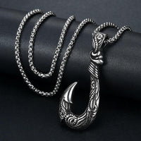 Thumbnail for Stainless Steel NZ Maori Inspired Maui Fish Hook Pendant Necklace