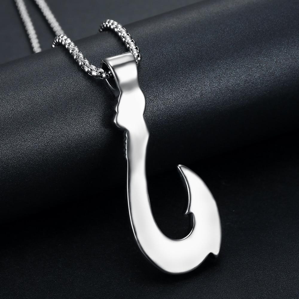 Stainless Steel NZ Maori Inspired Maui Fish Hook Pendant Necklace