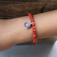 Thumbnail for Camel Bone & Sterling Silver Buddhist Bum MALA Counter & Dorje Accented Bracelet