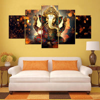 Thumbnail for Hindu God Ganesha 5 Pc Canvas Painting