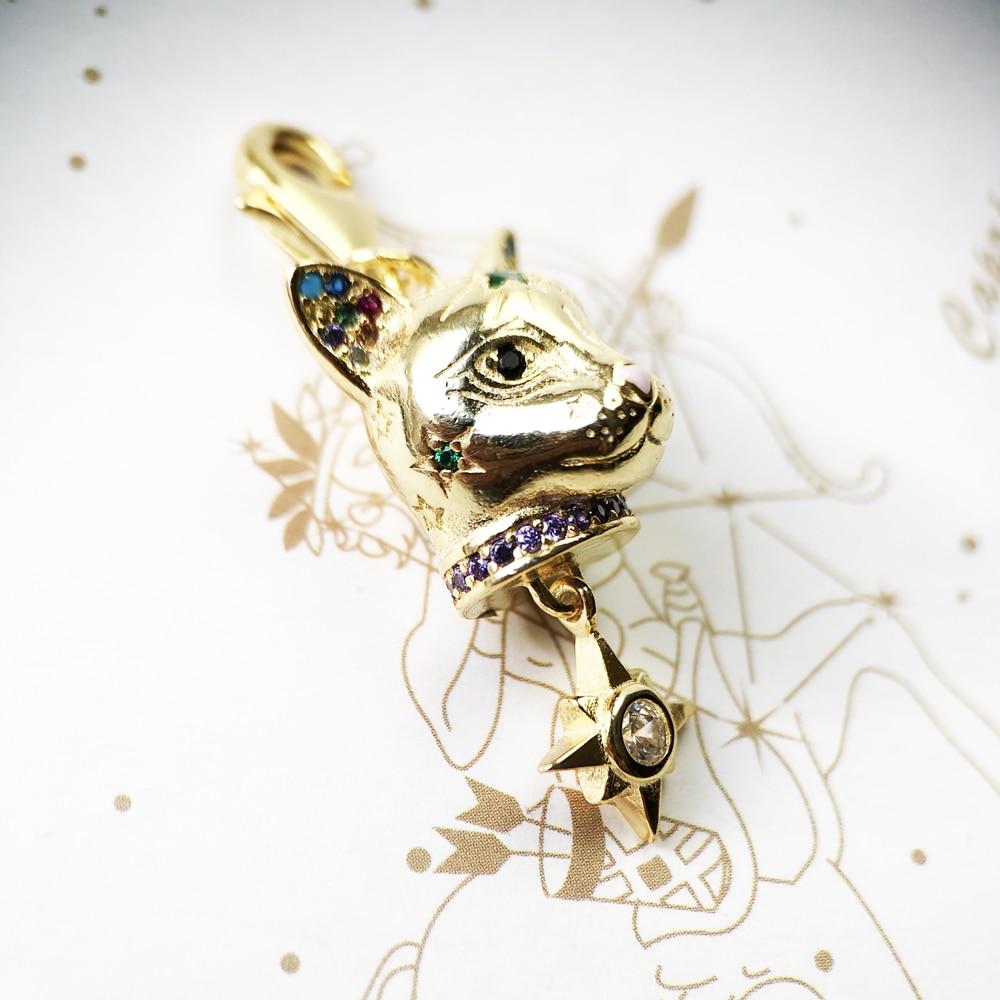 Silver & Zirconia Gold Egyptian Cat Charm