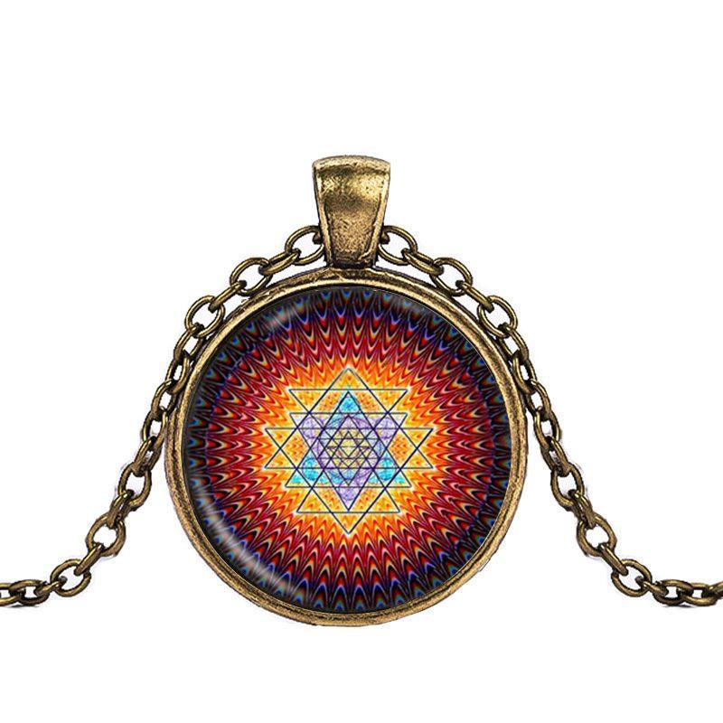 Rainbow Sacred Sri Yantra Pendant Necklace