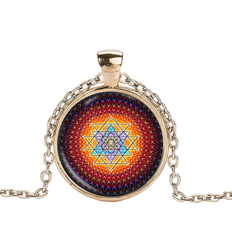 Rainbow Sacred Sri Yantra Pendant Necklace