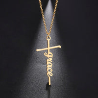 Thumbnail for Customizable Stainless Steel 'WISDOM' Cross Necklace