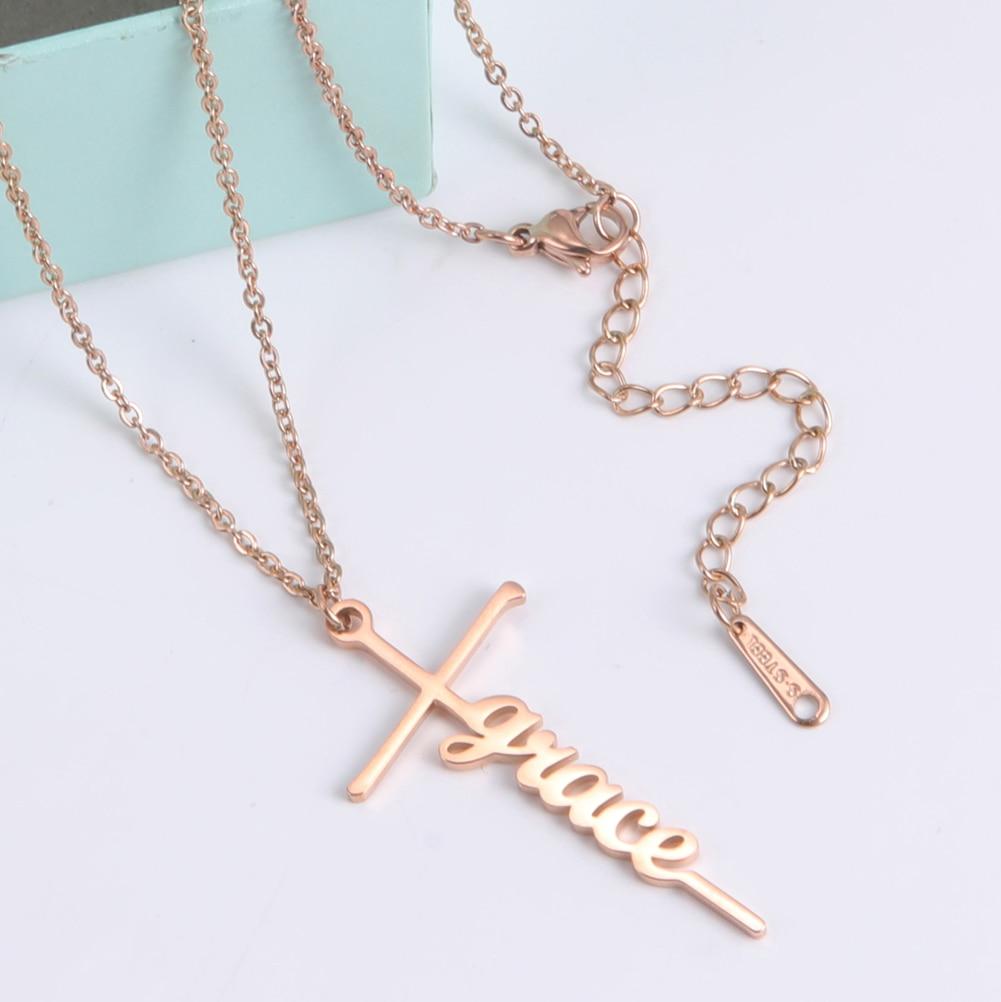 Customizable Stainless Steel 'WISDOM' Cross Necklace