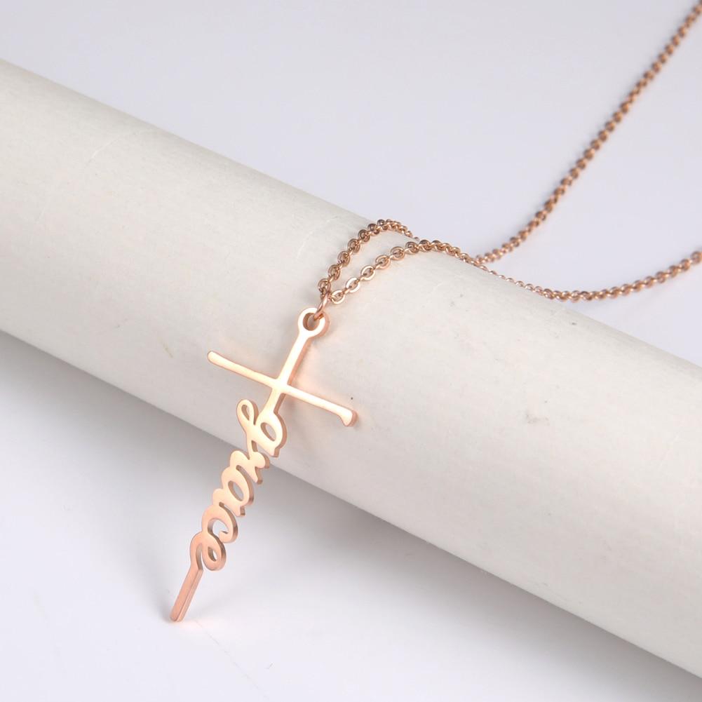 Customizable Stainless Steel 'WISDOM' Cross Necklace