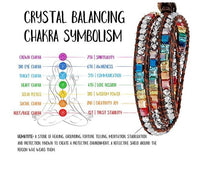 Thumbnail for Handmade 7 Chakra Crystal & Hematite Leather Wrap Bracelet