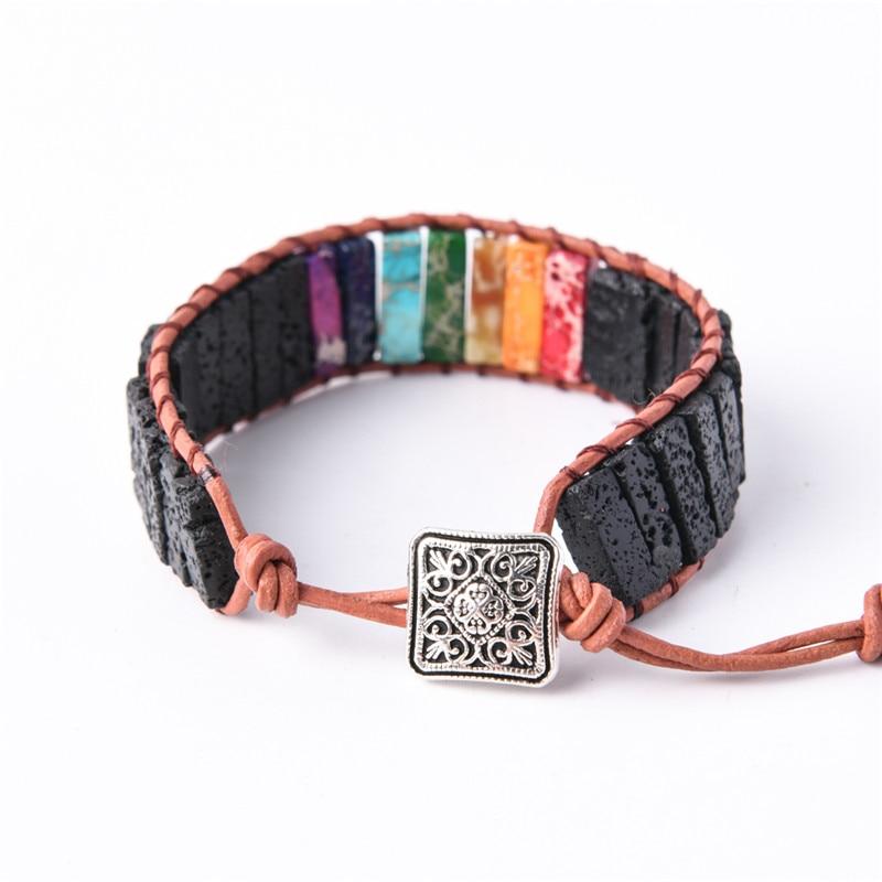 Chakra Black Lava Stone Wrap Bracelet