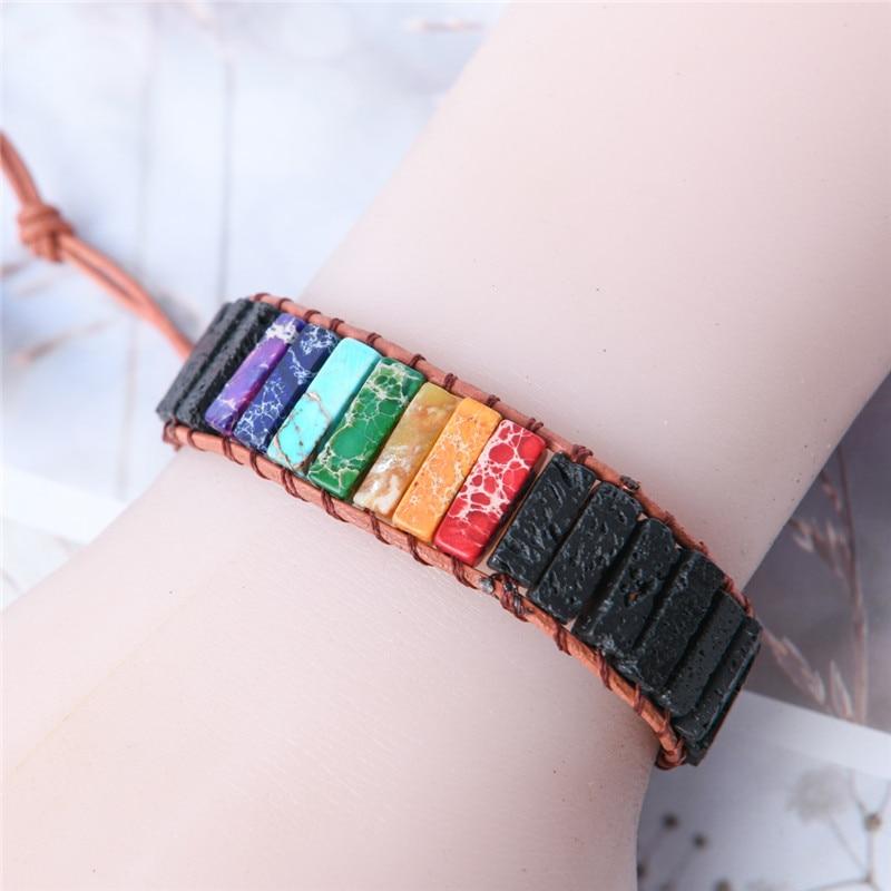 Chakra Black Lava Stone Wrap Bracelet