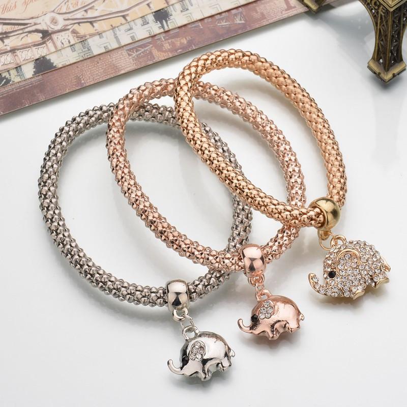 Elephant Charm Bracelet with Austrian Crystals