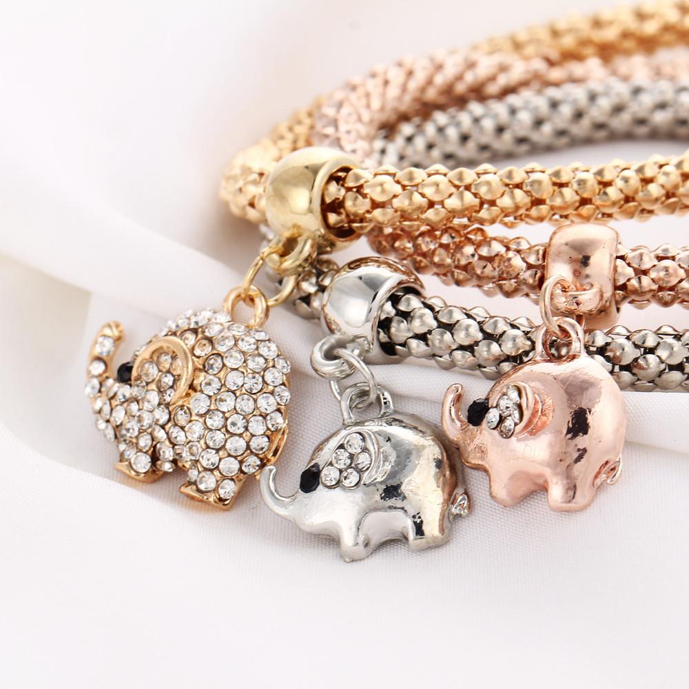 Elephant Charm Bracelet with Austrian Crystals