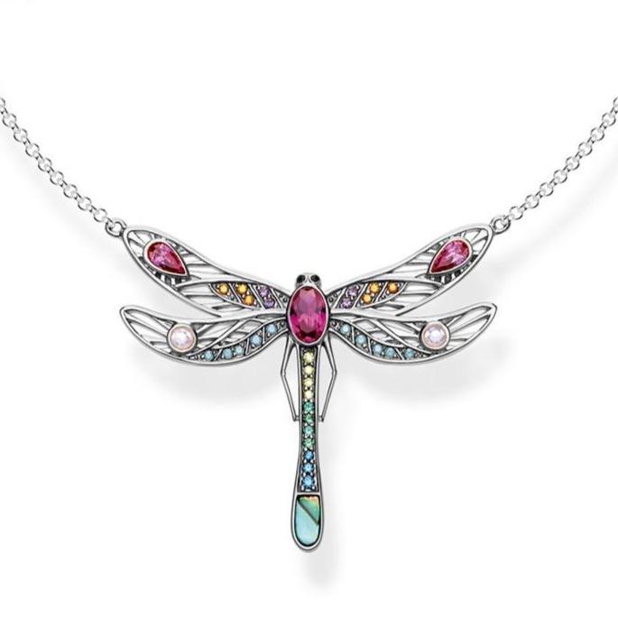 Silver & Zirconia Dragonfly 'CREATIVITY' Necklace