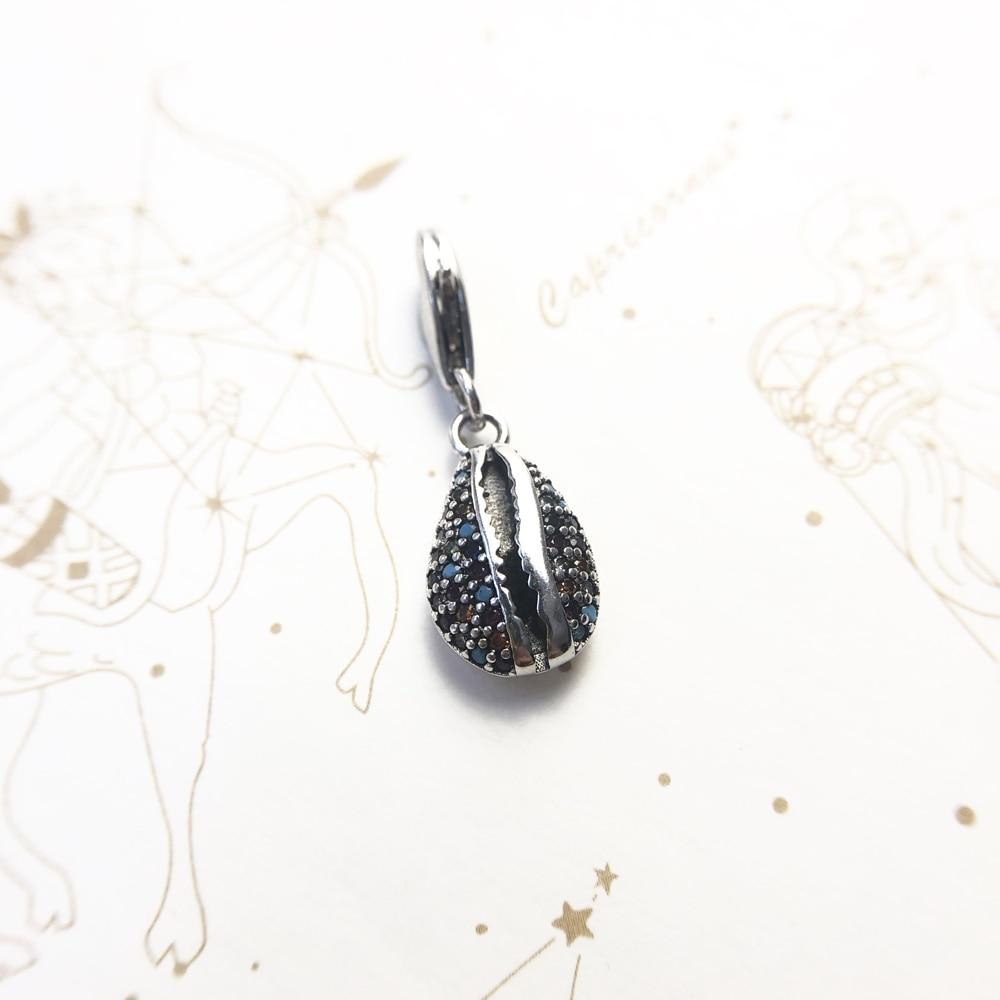 Silver & Zirconia Rainbow Cowry Shell Charm