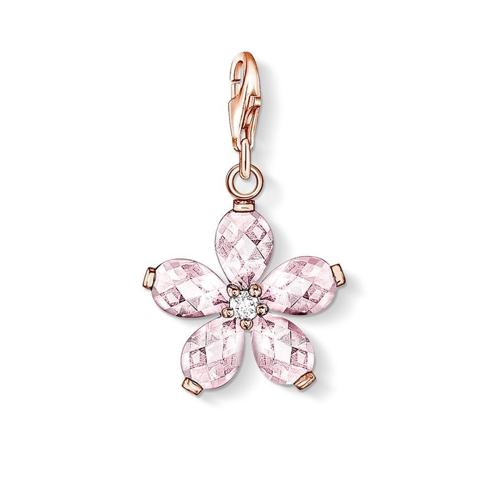 Silver & Zirconia Cherry Blossom Flower Charm