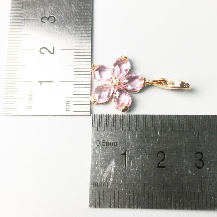 Silver & Zirconia Cherry Blossom Flower Charm