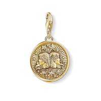 Thumbnail for Silver & Zirconia GEMINI Zodiac Charm in Gold