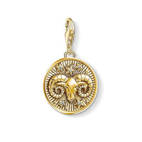 Thumbnail for Silver & Zirconia ARIES Zodiac Charm in Gold