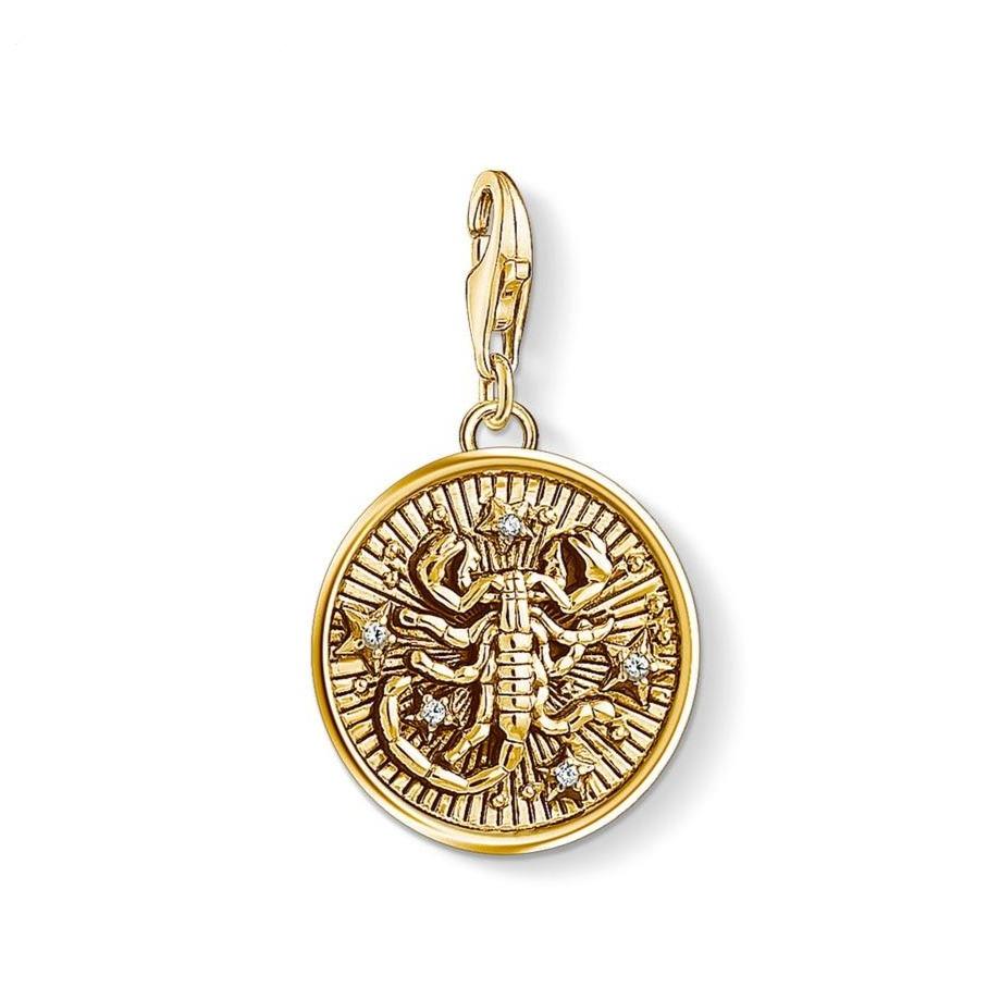 Silver & Zirconia SCORPIO Zodiac Charm in Gold