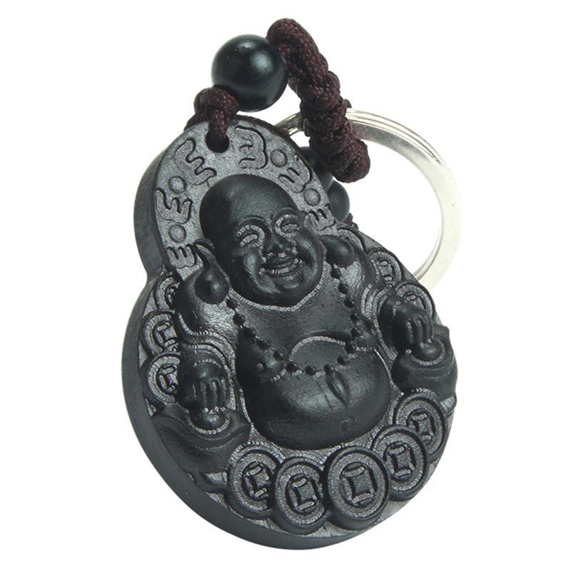 Ebony Wood Laughing Buddha Key chain