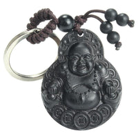 Thumbnail for Ebony Wood Laughing Buddha Key chain