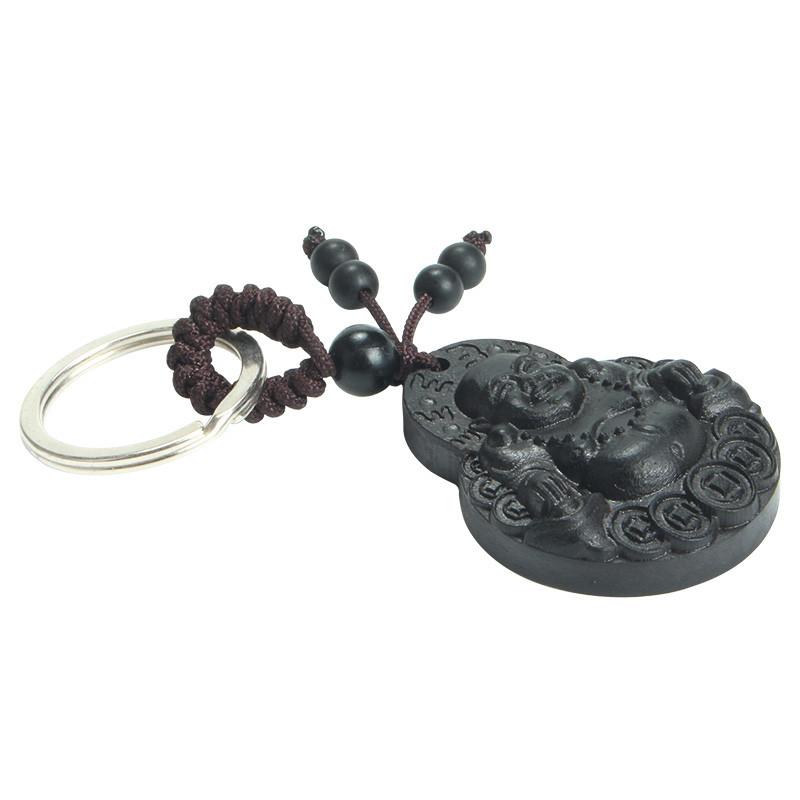 Ebony Wood Laughing Buddha Key chain