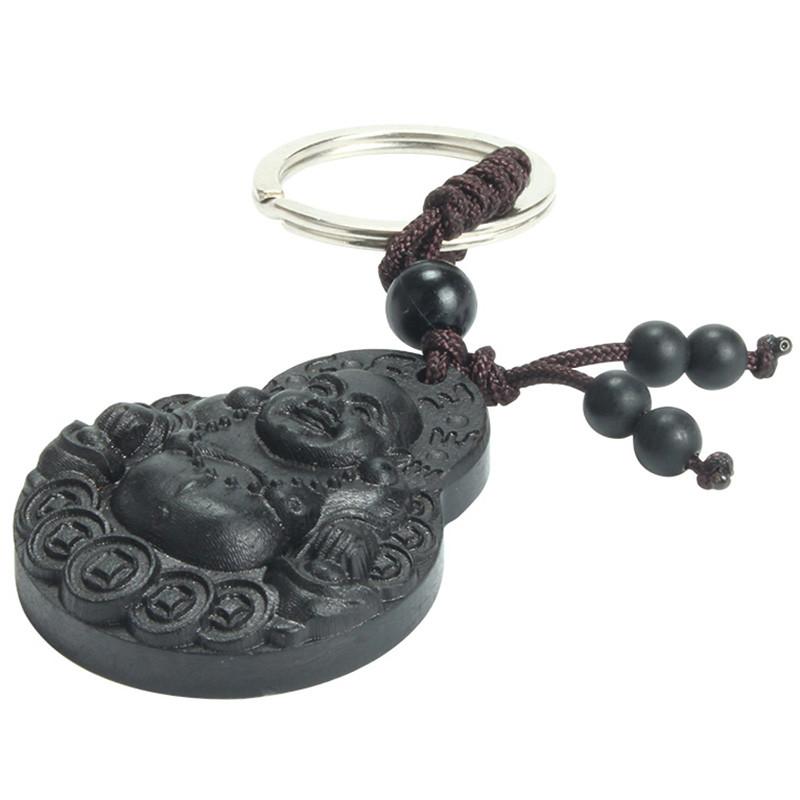 Ebony Wood Laughing Buddha Key chain