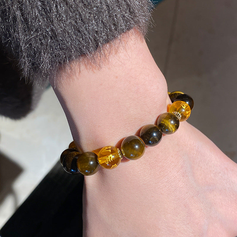Citrine Stone & Golden Tiger Eye 'GOD of WEALTH' Bracelet