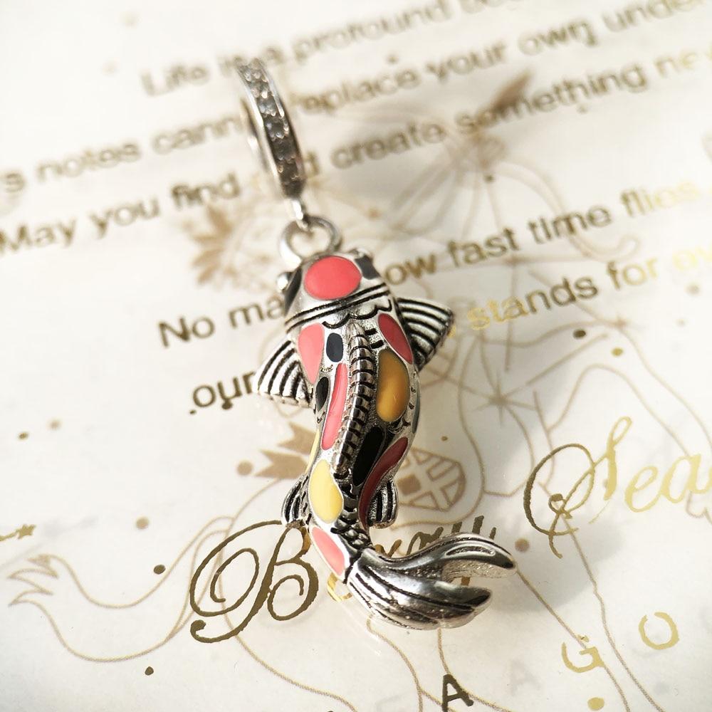 Silver & Zirconia Red & Yellow Koi 'SAMURAI' Pendant Necklace