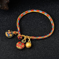 Thumbnail for Woven Cotton Gold Swallowing Beast Bracelet for Good Fortune and Wealth