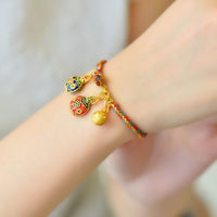 Thumbnail for Woven Cotton Gold Swallowing Beast Bracelet for Good Fortune and Wealth
