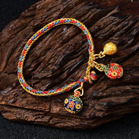 Thumbnail for Woven Cotton Gold Swallowing Beast Bracelet for Good Fortune and Wealth