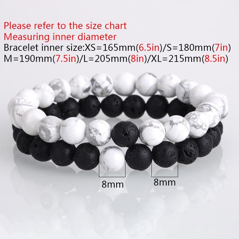 Natural Lava, Onyx & Howlite Stone 2 pc Couples DISTANCE BRACELETS Set