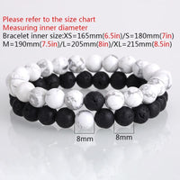 Thumbnail for Natural Lava, Onyx & Howlite Stone 2 pc Couples DISTANCE BRACELETS Set