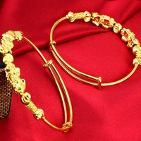 Thumbnail for 24K  Gold Plated DOUBLE PIXIU WEALTH  Attracting Feng Shui Bangle-33% off !