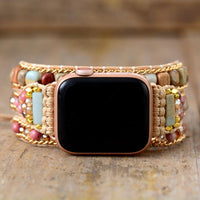 Thumbnail for Natural Mixed Jasper's & Rhodonite 3 Layer Apple Watch Band