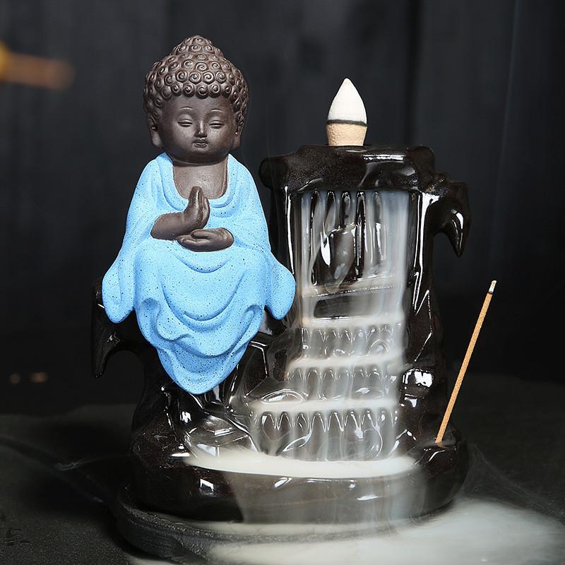 Calming Staggered Waterfall and Buddha Incense Burner