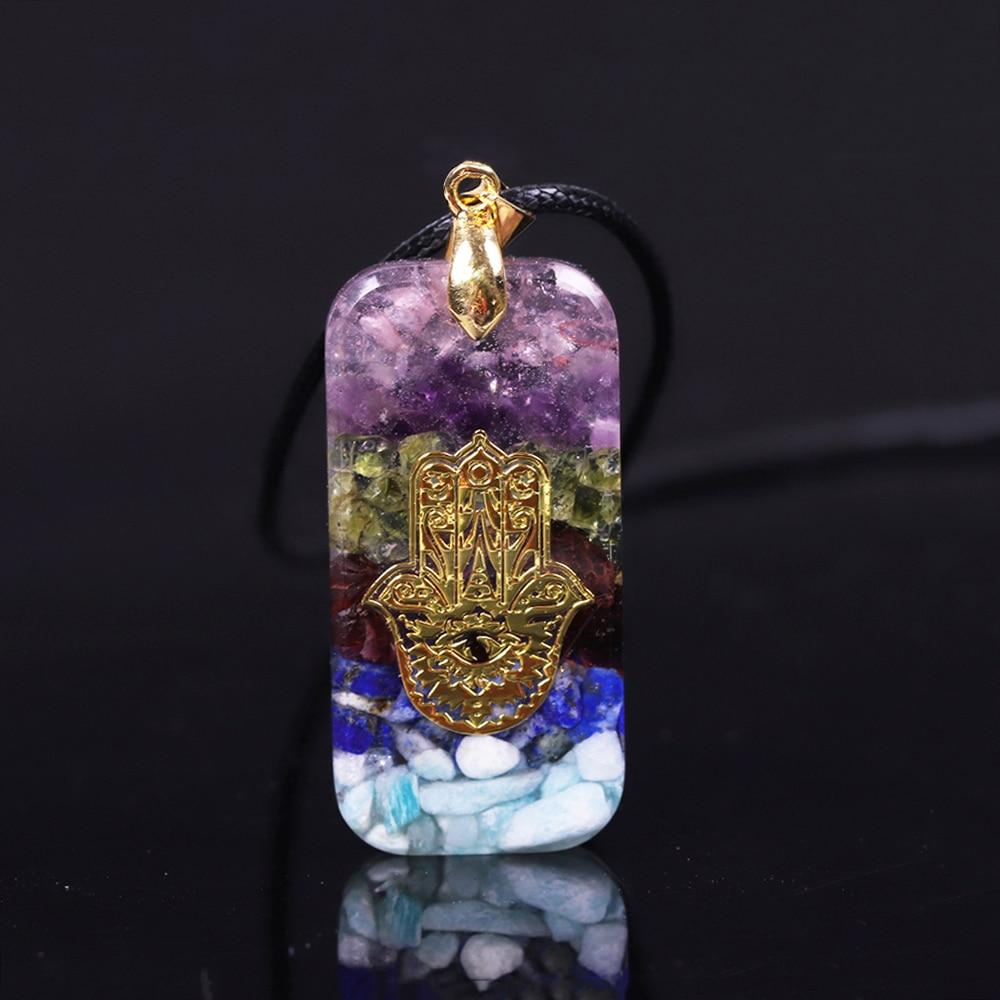 Handmade Hamsa Hand 'GOOD FORTUNE' ORGONITE Pendant