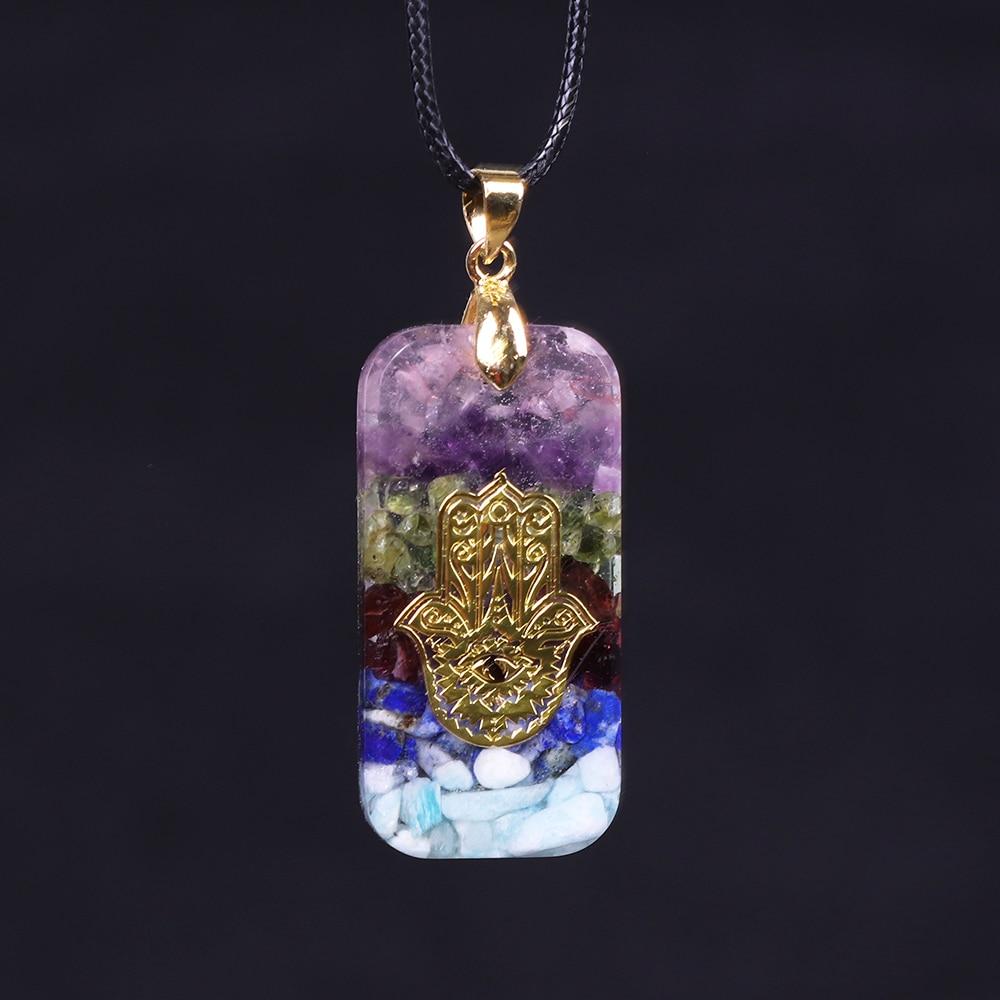 Handmade Hamsa Hand 'GOOD FORTUNE' ORGONITE Pendant